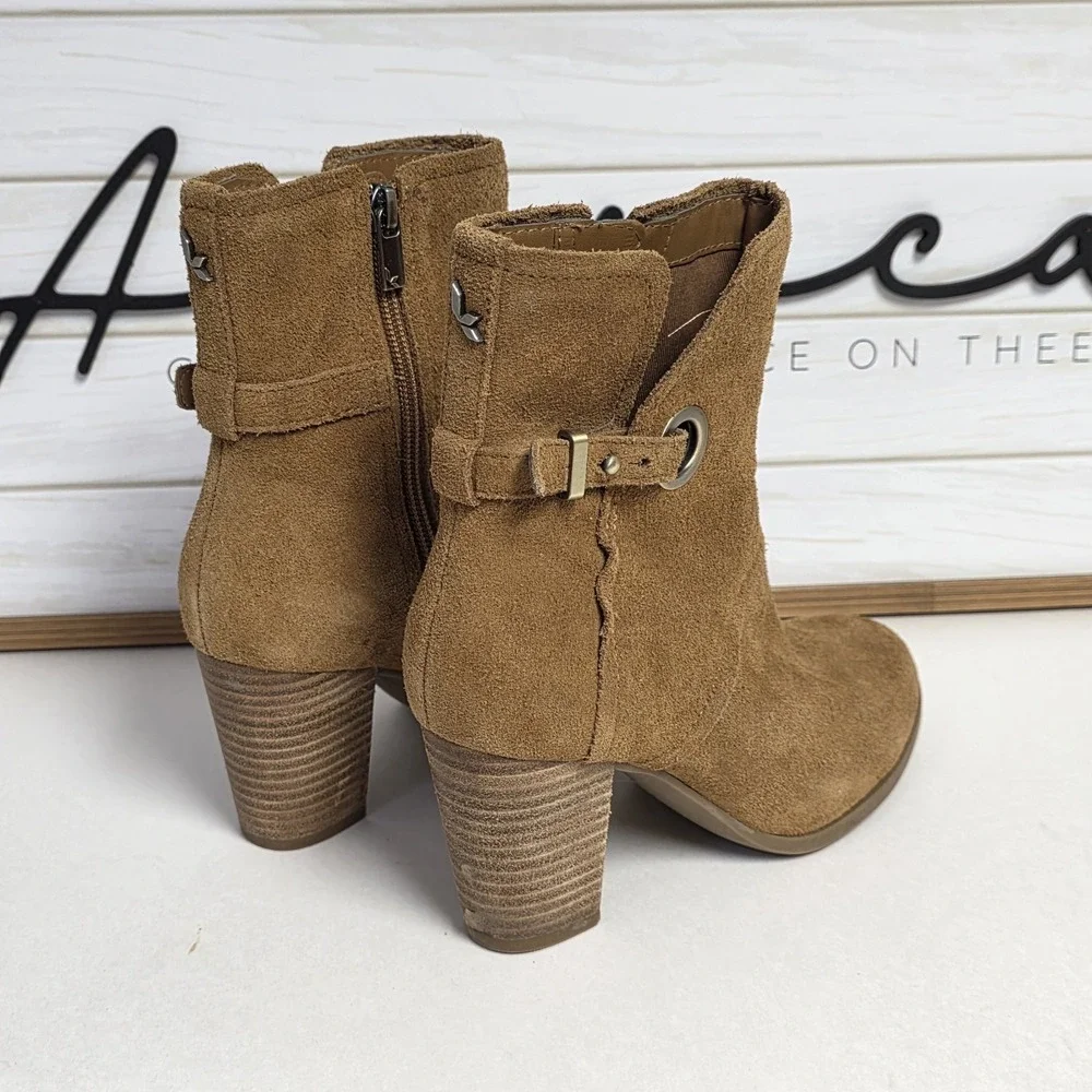 UGG Koolaburra Samiah Ankle Boots Camel Tan Women's 5.5 Eu 36.5 Zip Side 1105866